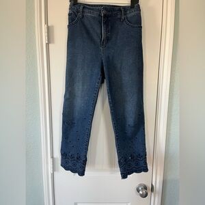 Chico's Dark Blue Cropped Jeans with Eyelet Detail